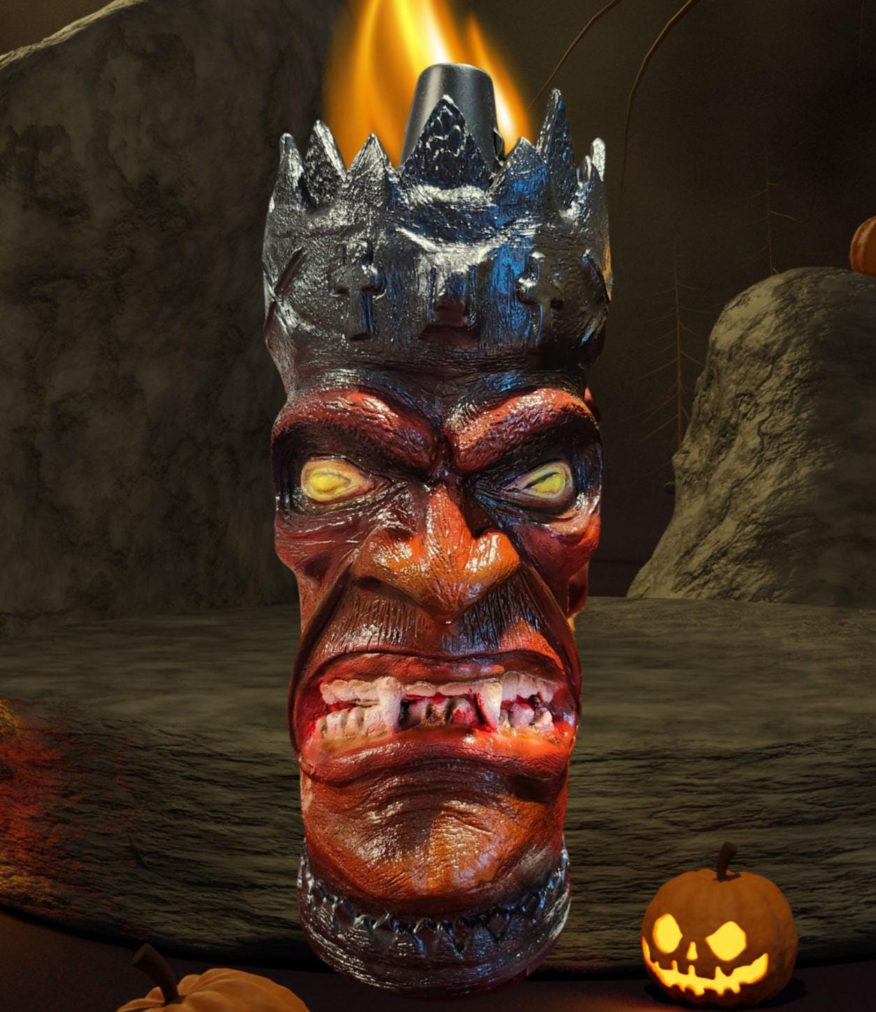 Unique Monster Tiki Torches, The Vampire Prince, Charming Gothic Decor is an outdoor essential home and backyard decoration for Halloween