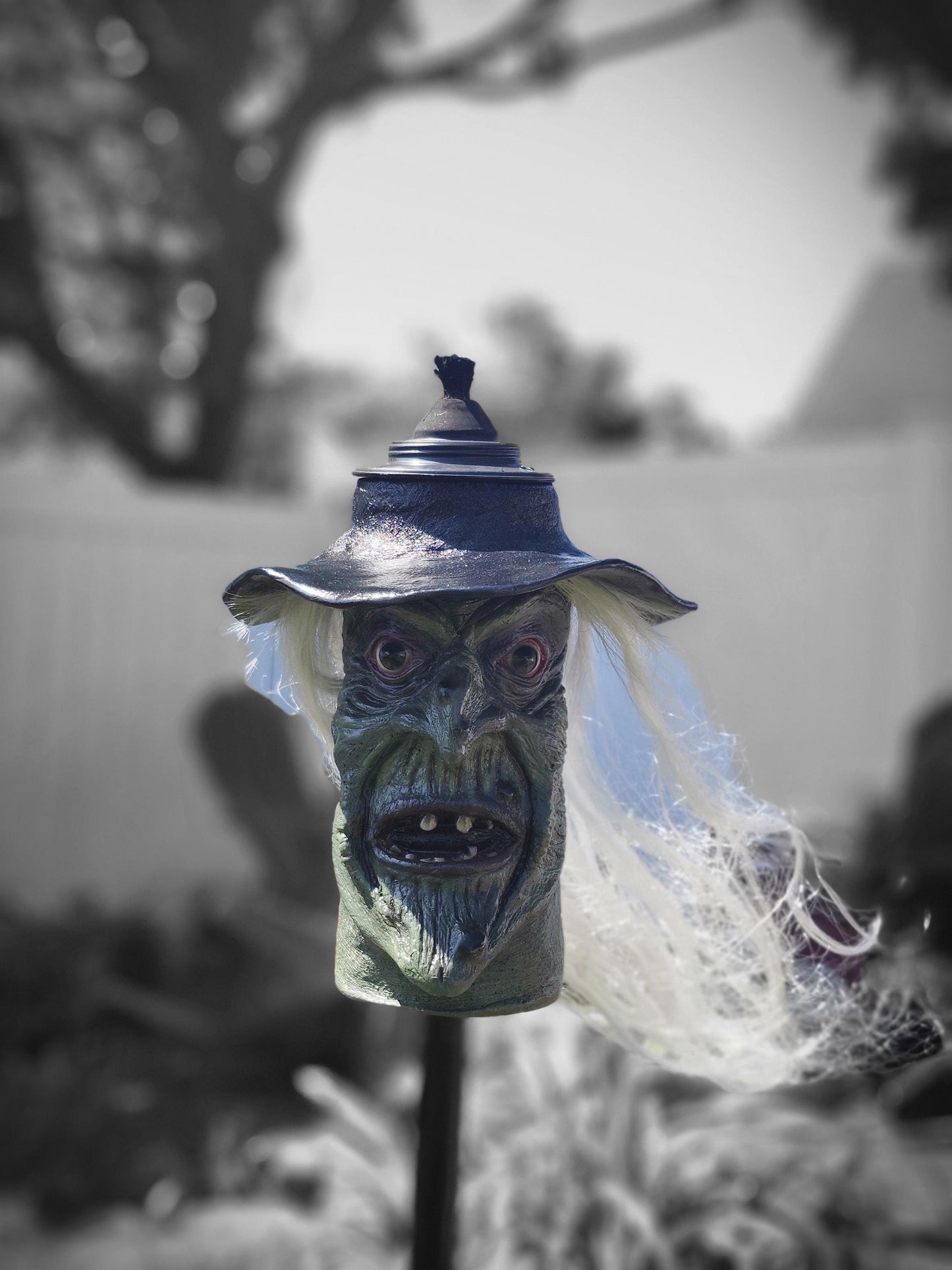 The Witch -  Monster Tiki Torch - a hauntingly unique piece perfect for Halloween or year-round horror vibes. A must for #camping