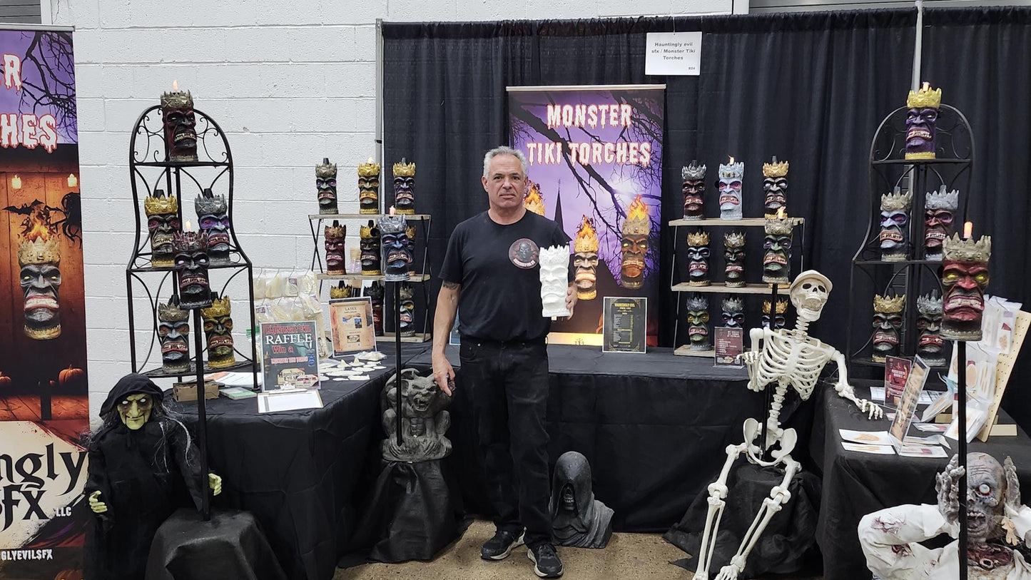 The Witch -  Monster Tiki Torch - a hauntingly unique piece perfect for Halloween or year-round horror vibes. A must for #camping