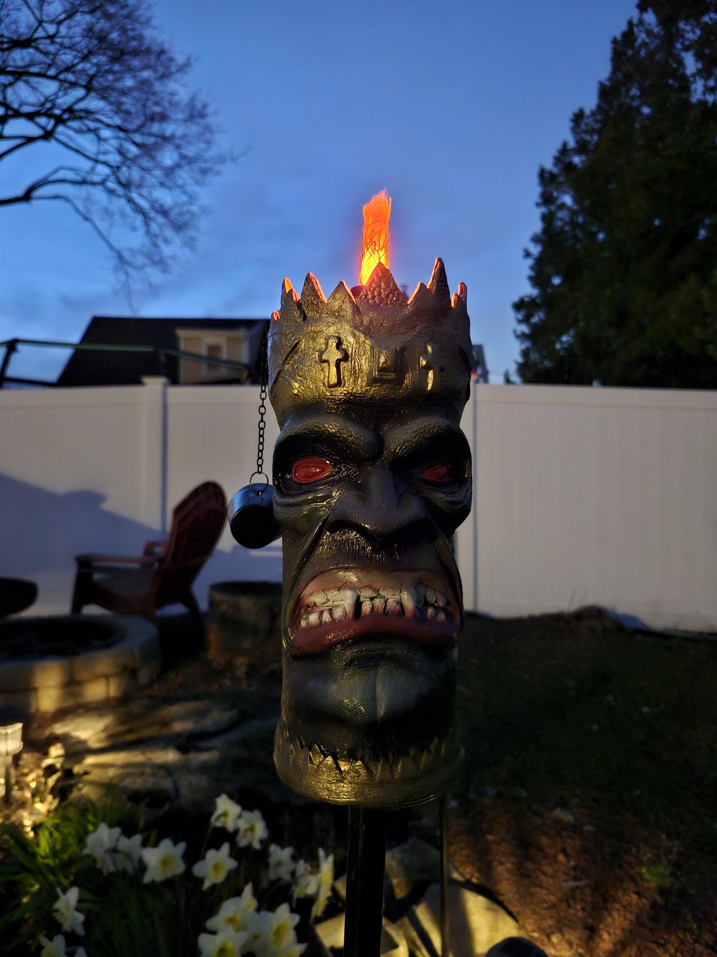 Unique Monster Tiki Torches, The Vampire Prince, Charming Gothic Decor is an outdoor essential home and backyard decoration for Halloween