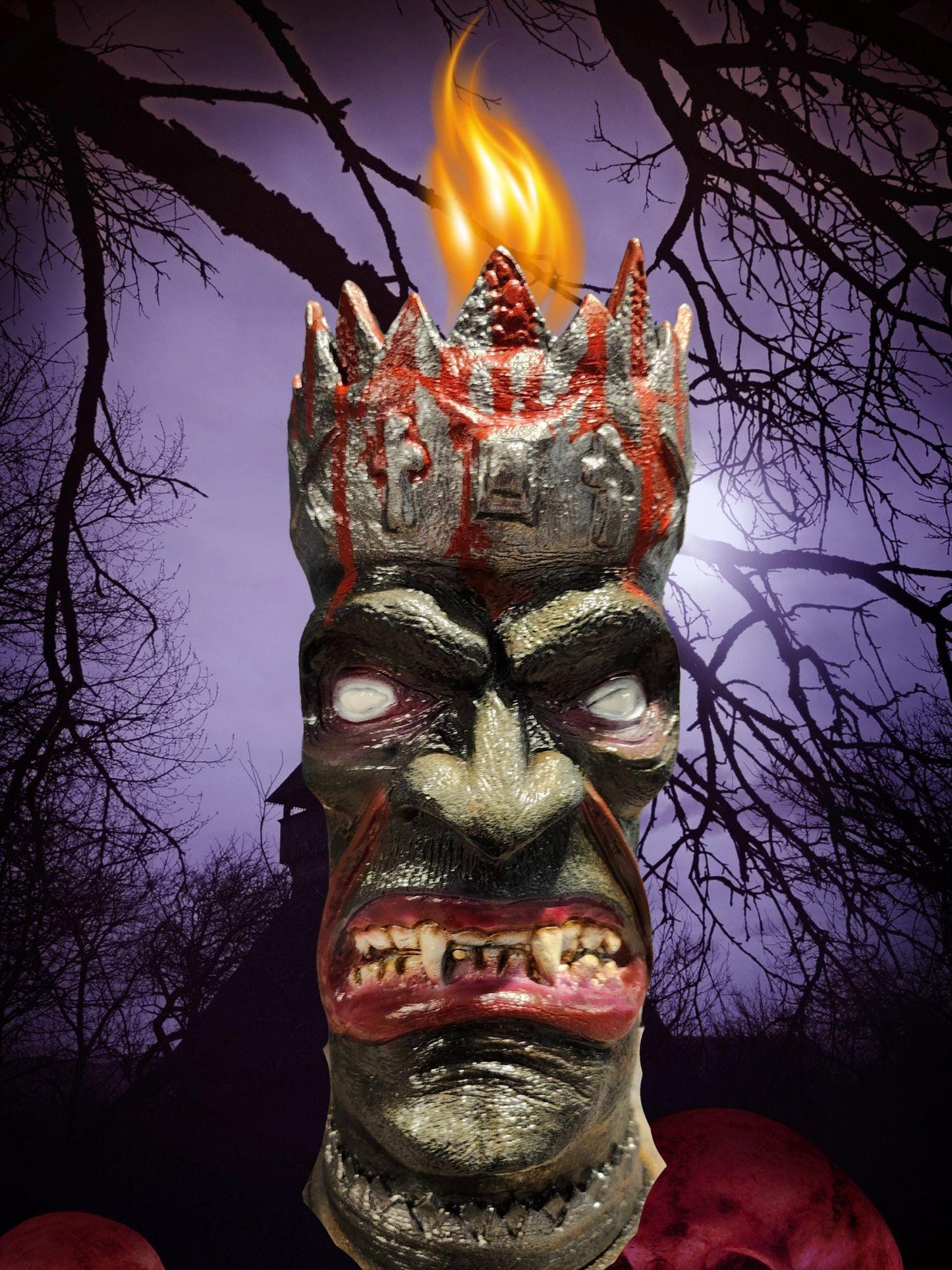 Unique Monster Tiki Torches, The Vampire Prince, Charming Gothic Decor is an outdoor essential home and backyard decoration for Halloween