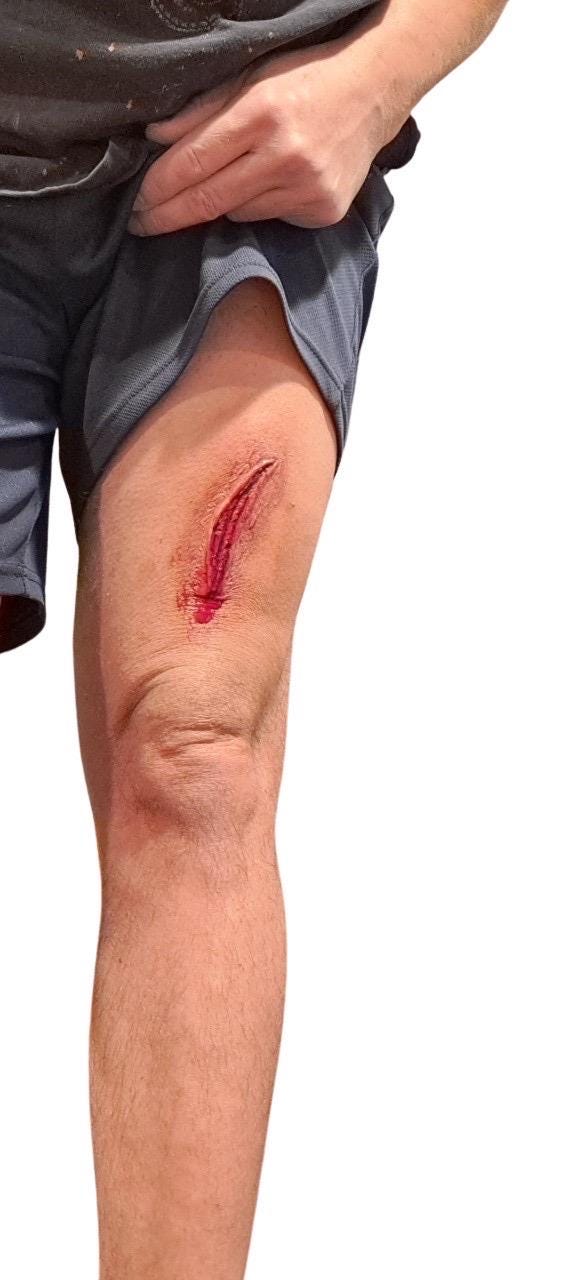 Realistic Latex Prosthetic Wound - Fresh Gash, Injury - Special Effects Makeup Prop for Halloween, Cosplay, Film & Theater