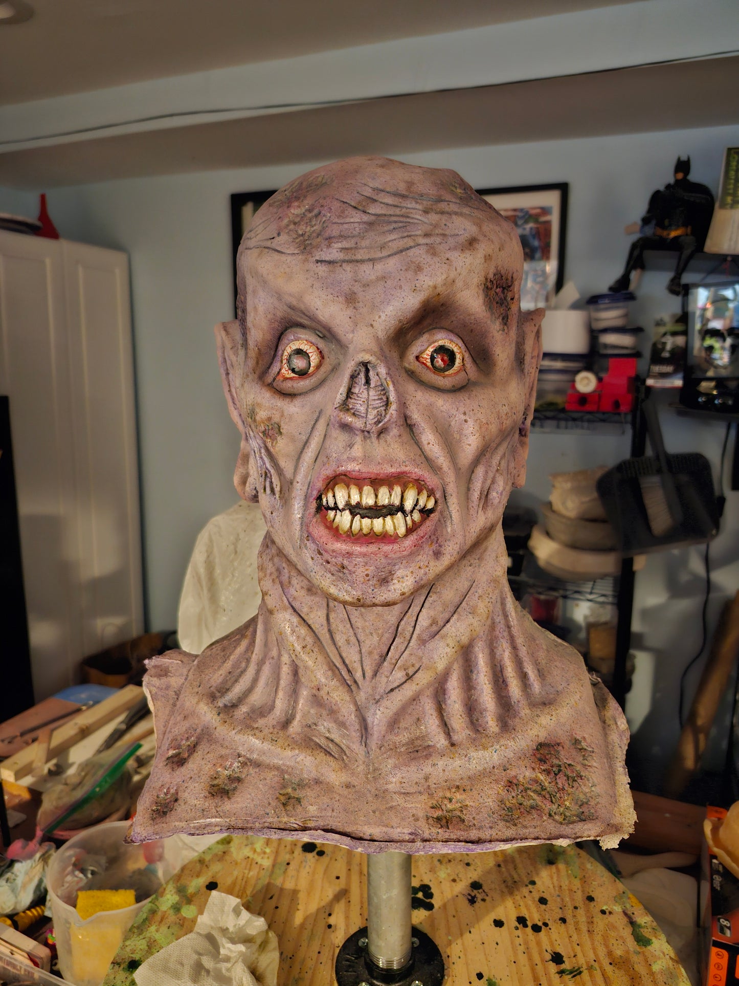 Vampire Ghoul Latex Mask – Realistic Horror Mask, Haunted House Costume, Zombie Creature Mask, Scary Halloween Mask, Professional Haunt Prop